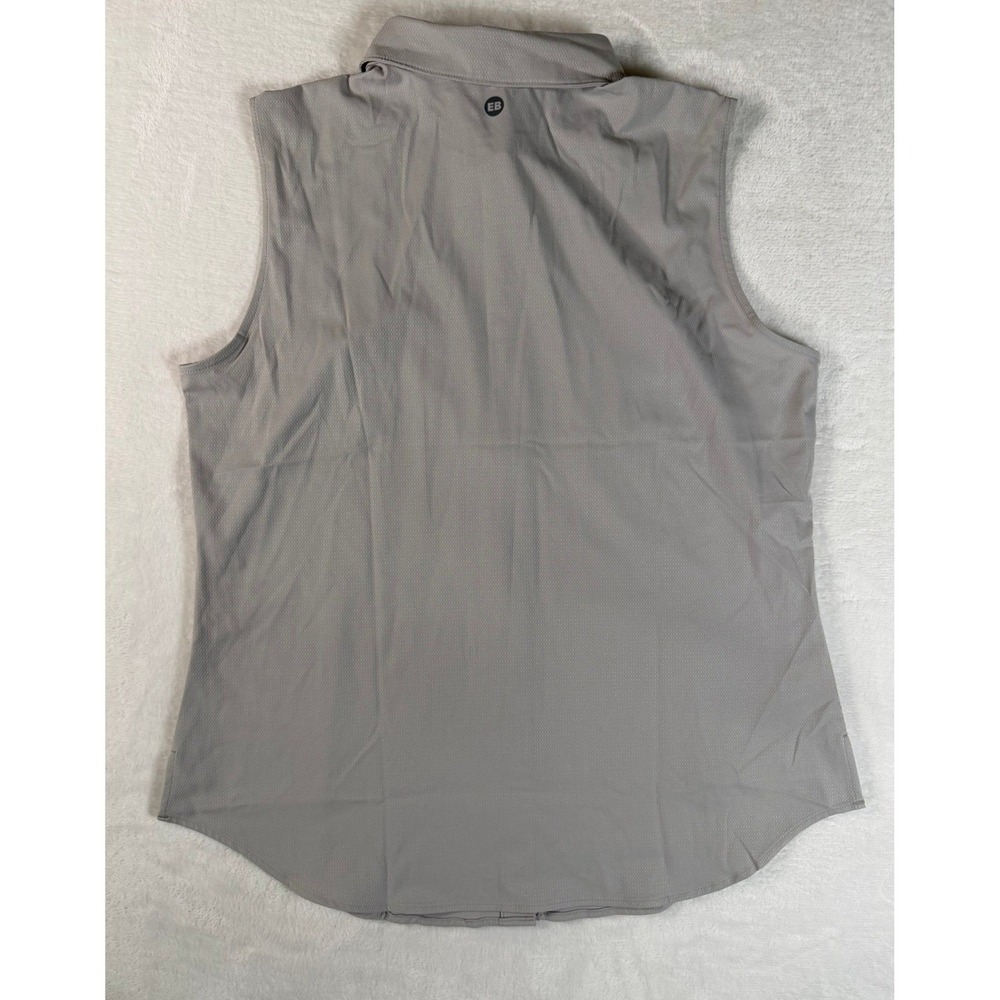 Eddie Bauer Sleeveless Tech Shirt Women's M Grey Textured Slim Fit Sporty Chic - Picture 6 of 7